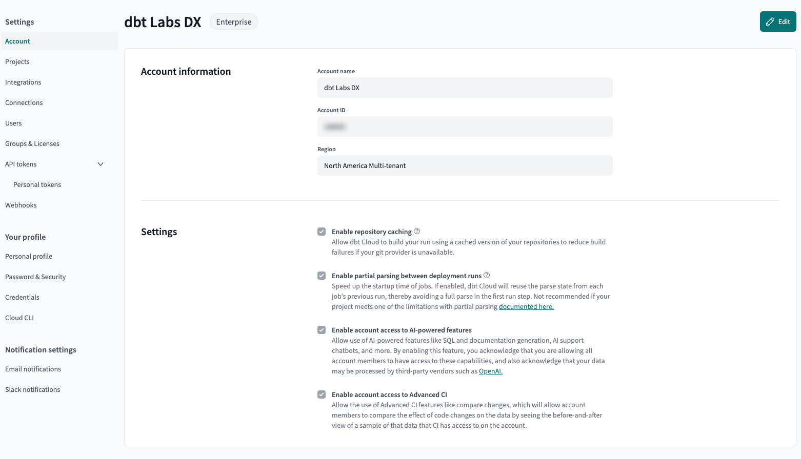 Example of the Enable repository caching option Example of the Enable repository caching option